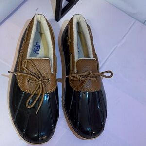 JBU Men's Black and Brown Rain Boots